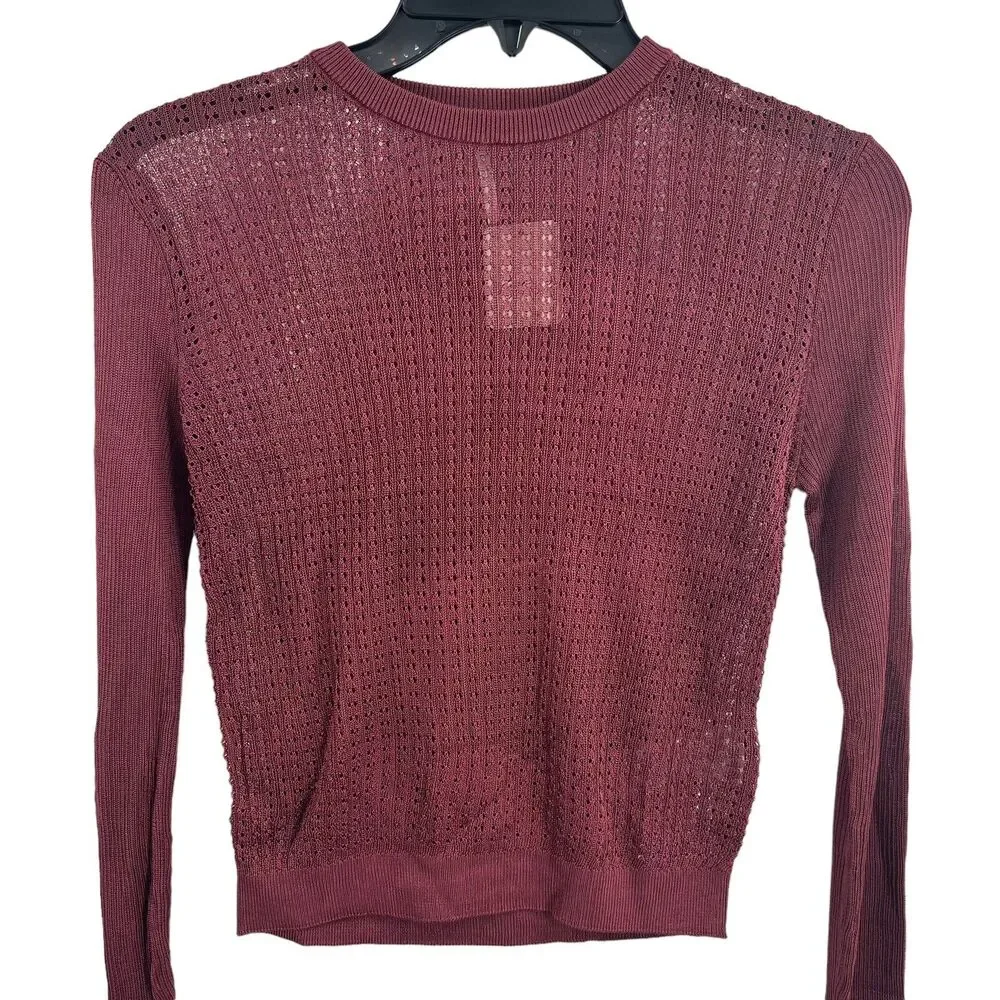 Free People Semi Sheer H2O‎ Sweater Garnet Red XS New